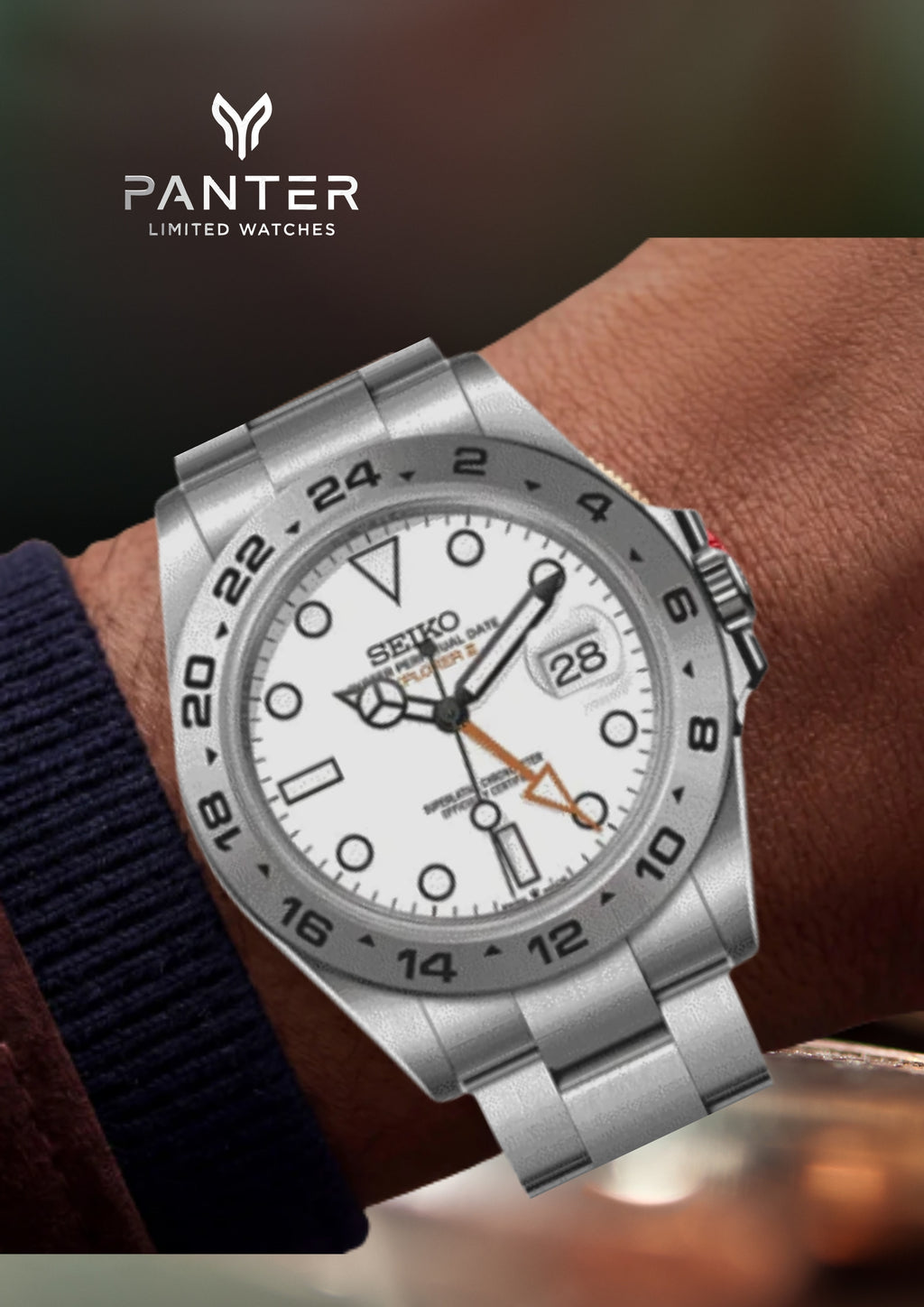 PANTER EXPLORER GMT II Automatic Watch | Silver and White