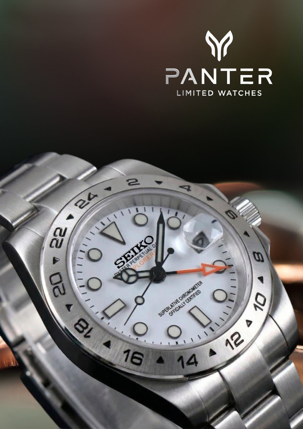 PANTER EXPLORER GMT II Automatic Watch | Silver and White