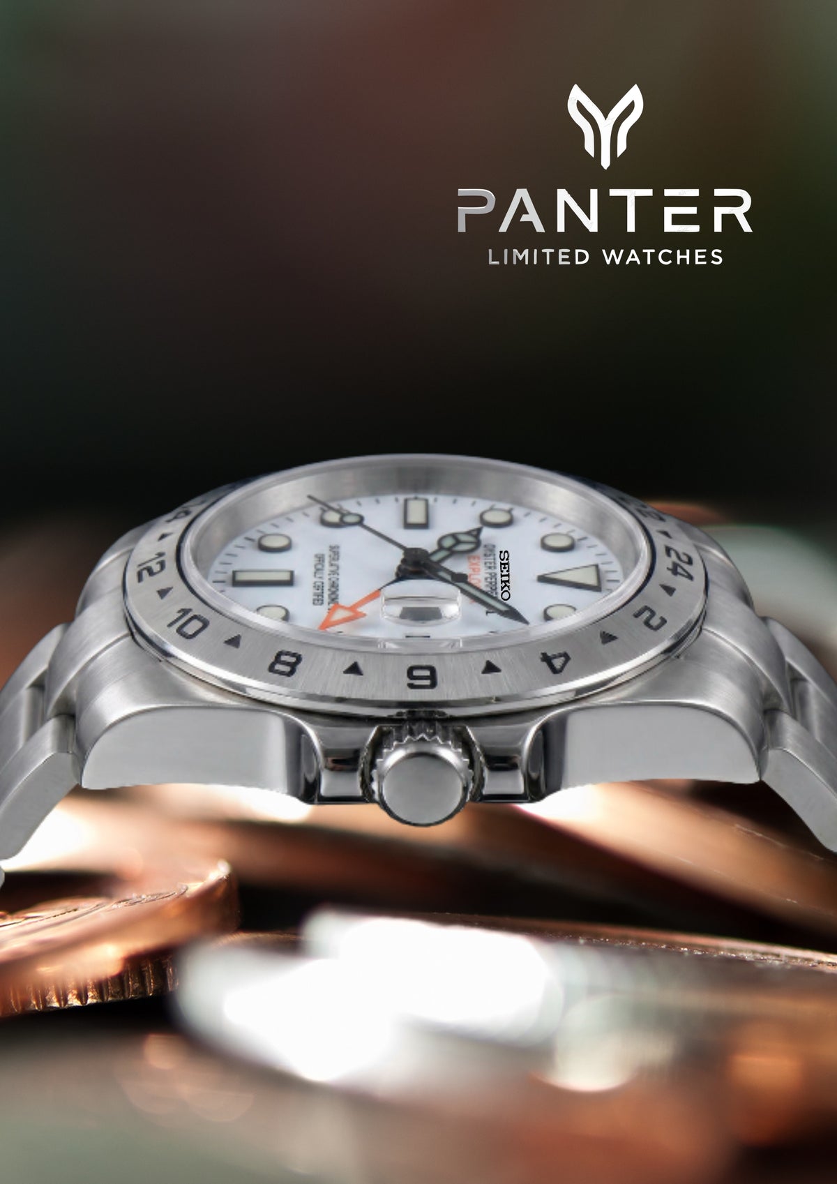 PANTER EXPLORER GMT II Automatic Watch | Silver and White