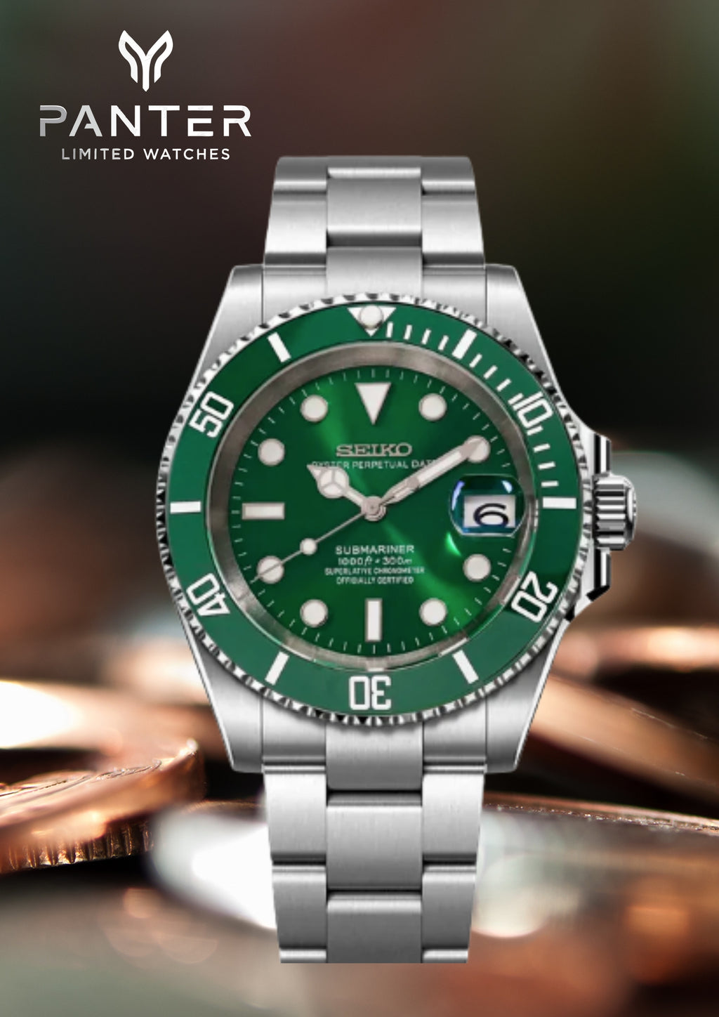 Reloj Automático PANTER Diver Hulk Verde