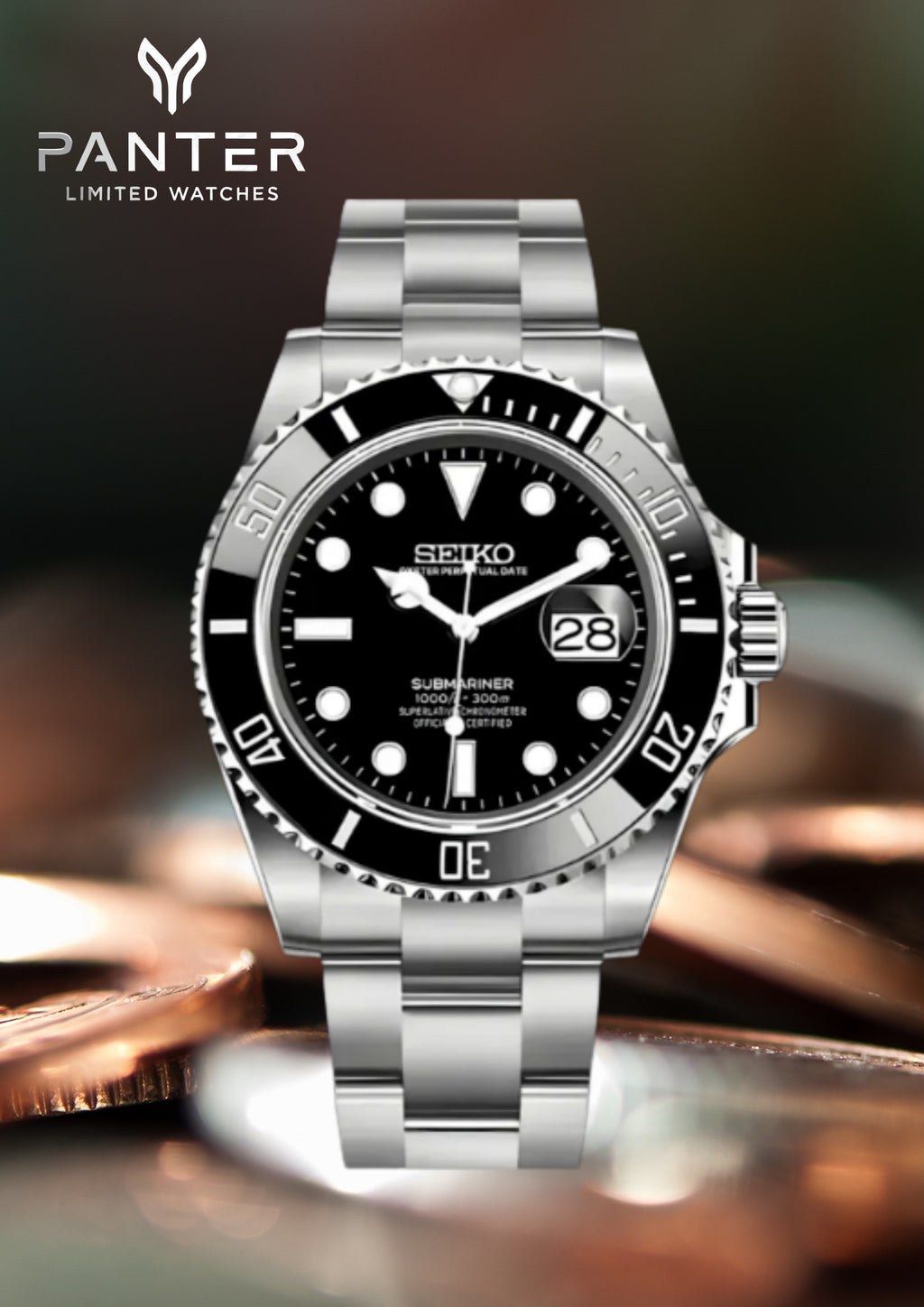 Montre automatique PANTER SUBMARINER noire