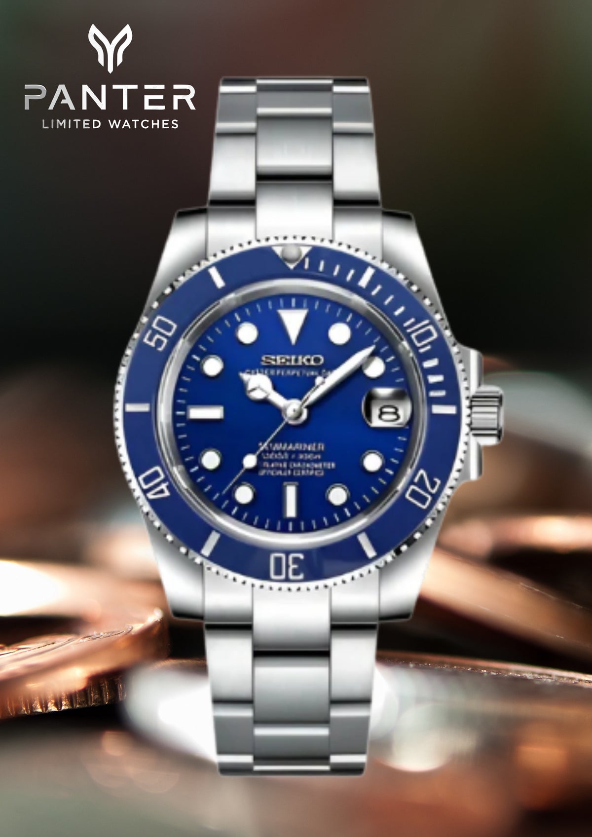 Reloj Automático PANTER DIVER Azul Smurf