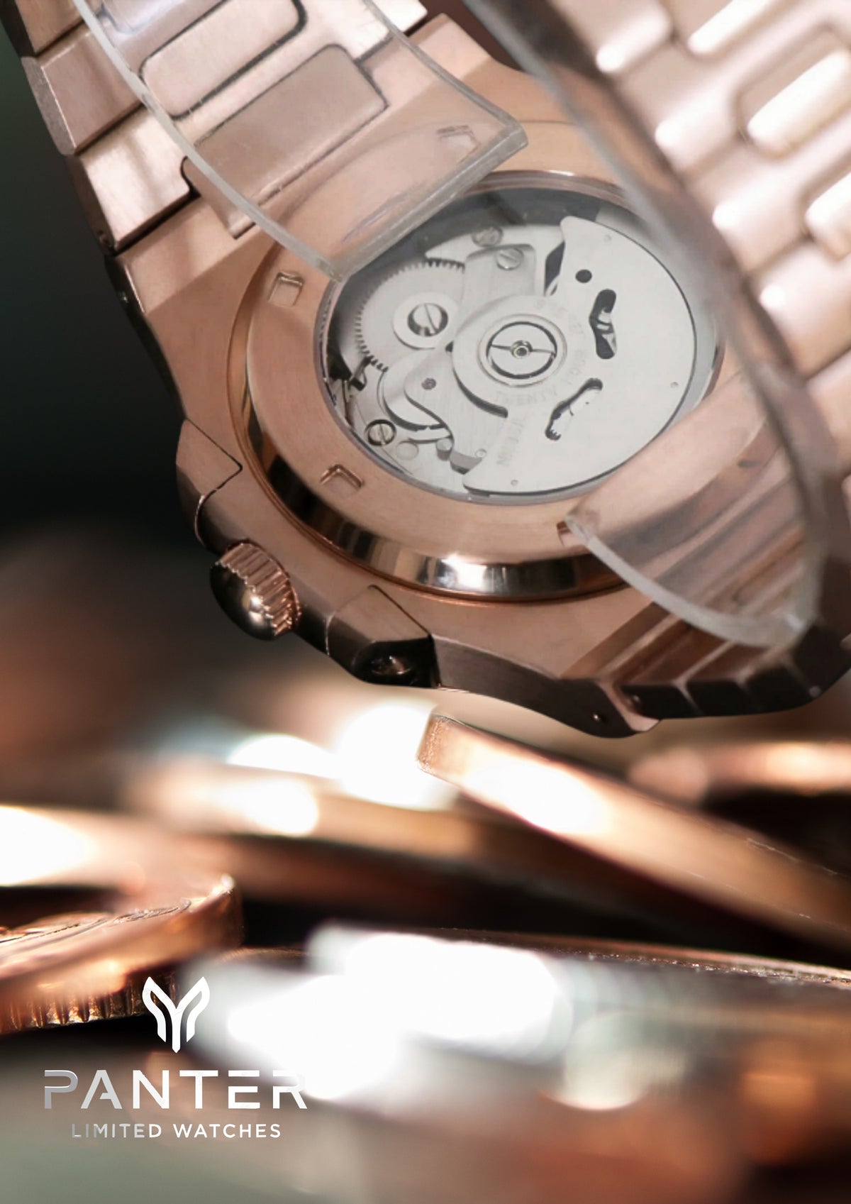 Reloj Automático PANTER NAUTILUS Dorado Rosa con Fecha