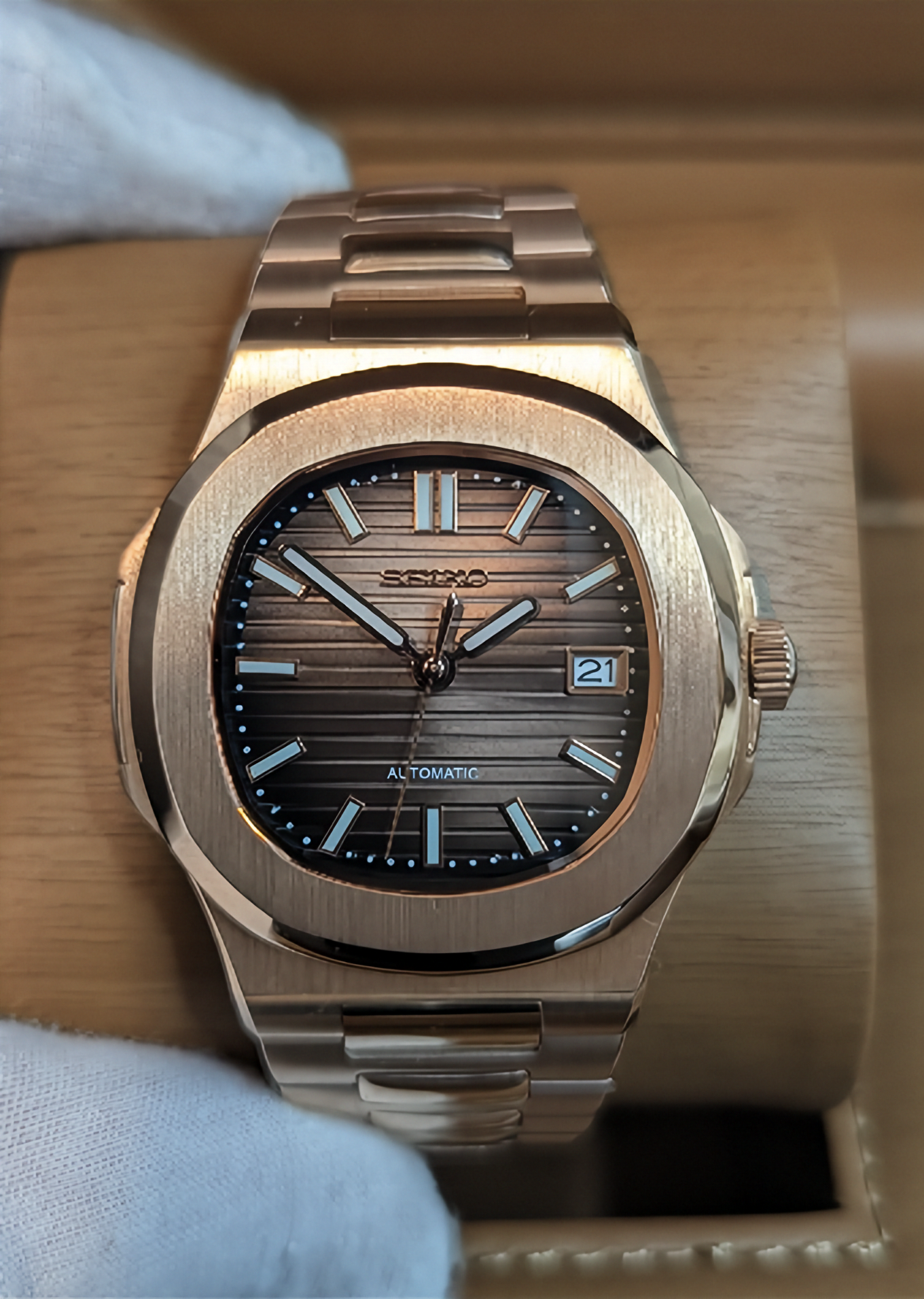 Reloj Automático PANTER NAUTILUS Dorado Rosa con Fecha
