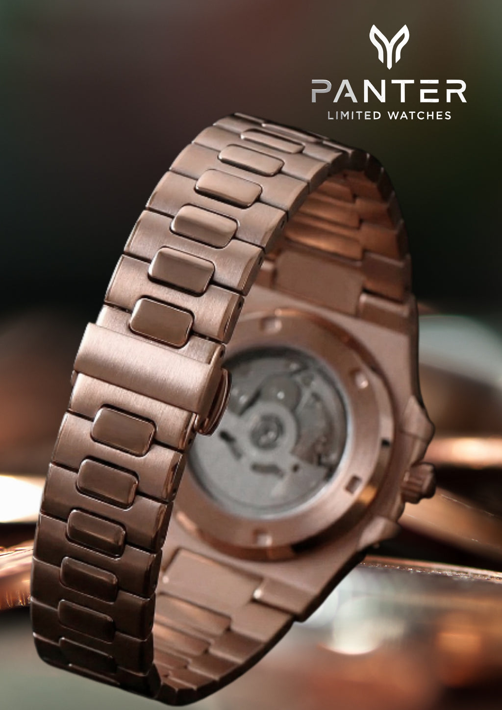 Reloj Automático PANTER NAUTILUS Dorado Rosa con Fecha