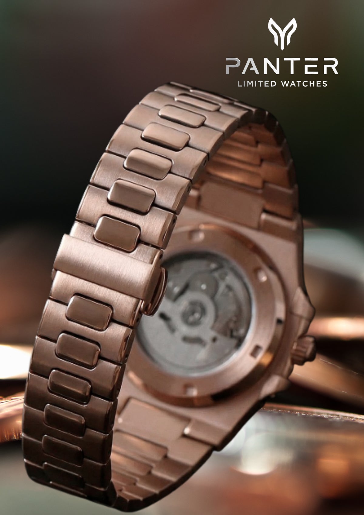 Reloj Automático PANTER NAUTILUS Dorado Rosa con Fecha