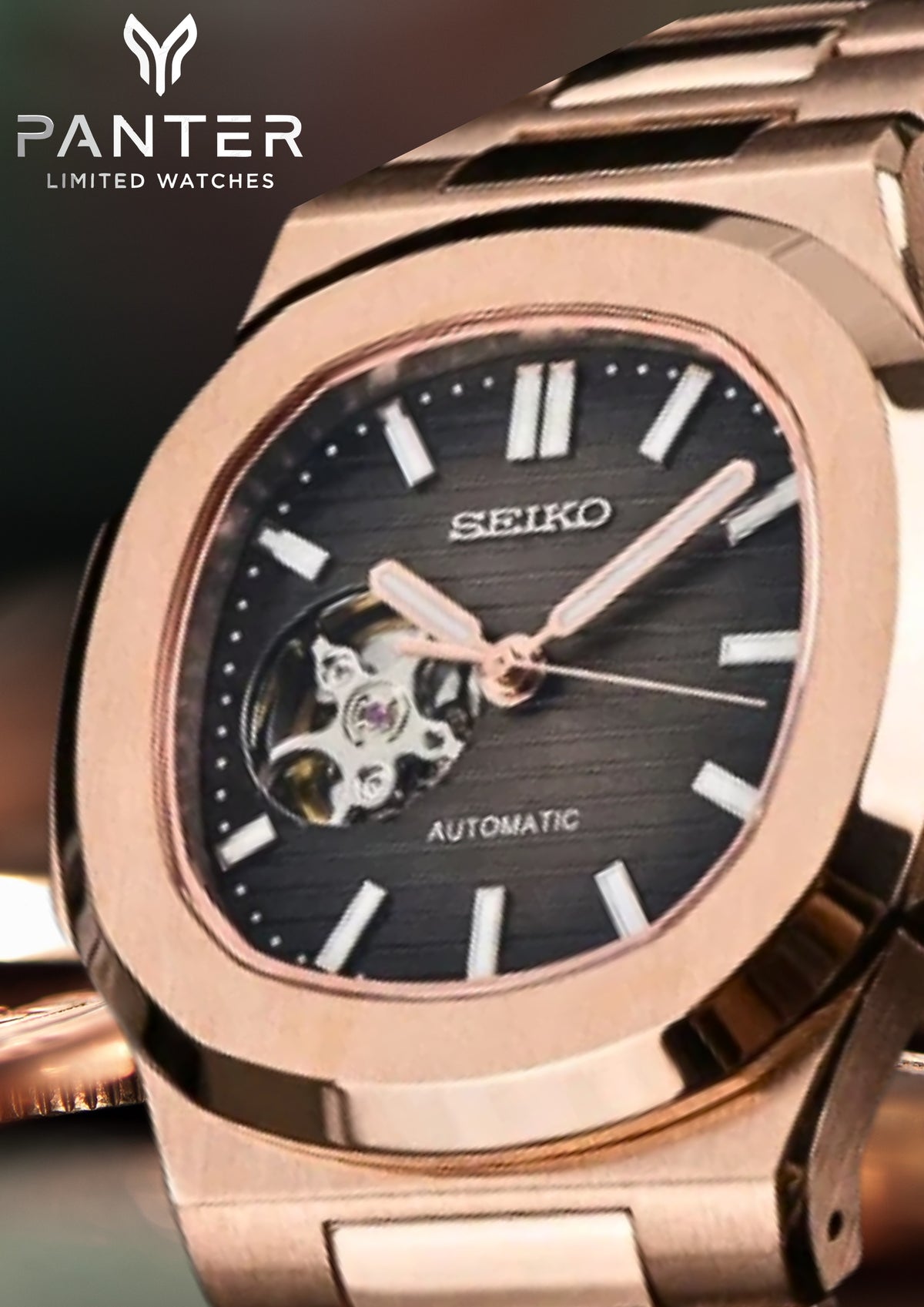 Reloj Automático NAUTILUS Open Heart Dorado Rosa