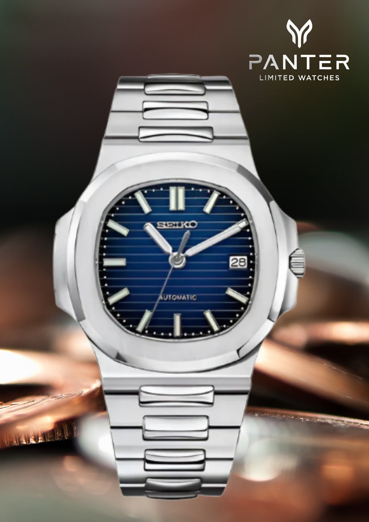 Reloj Automático PANTER NAUTILUS Azul con Fecha