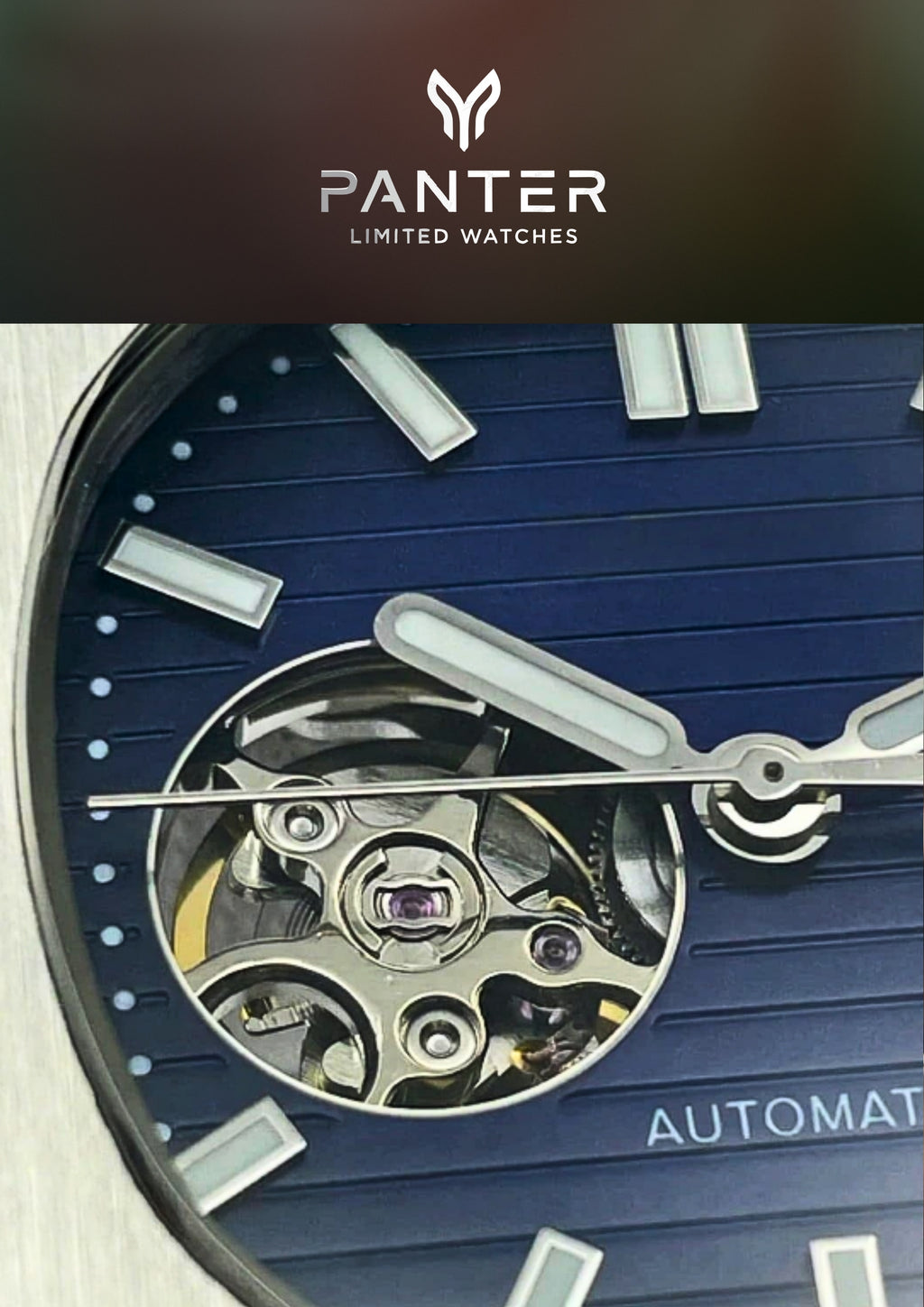 Reloj Automático PANTER NAUTILUS Open Heart Azul