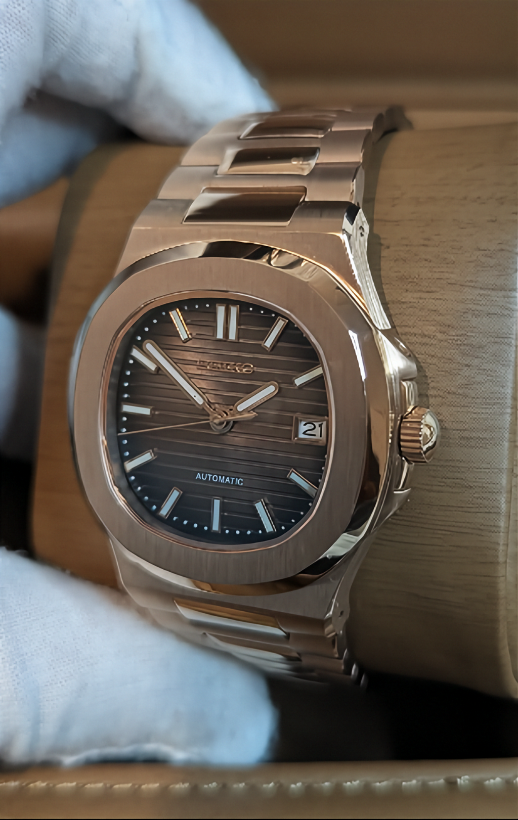 Reloj Automático PANTER NAUTILUS Dorado Rosa con Fecha