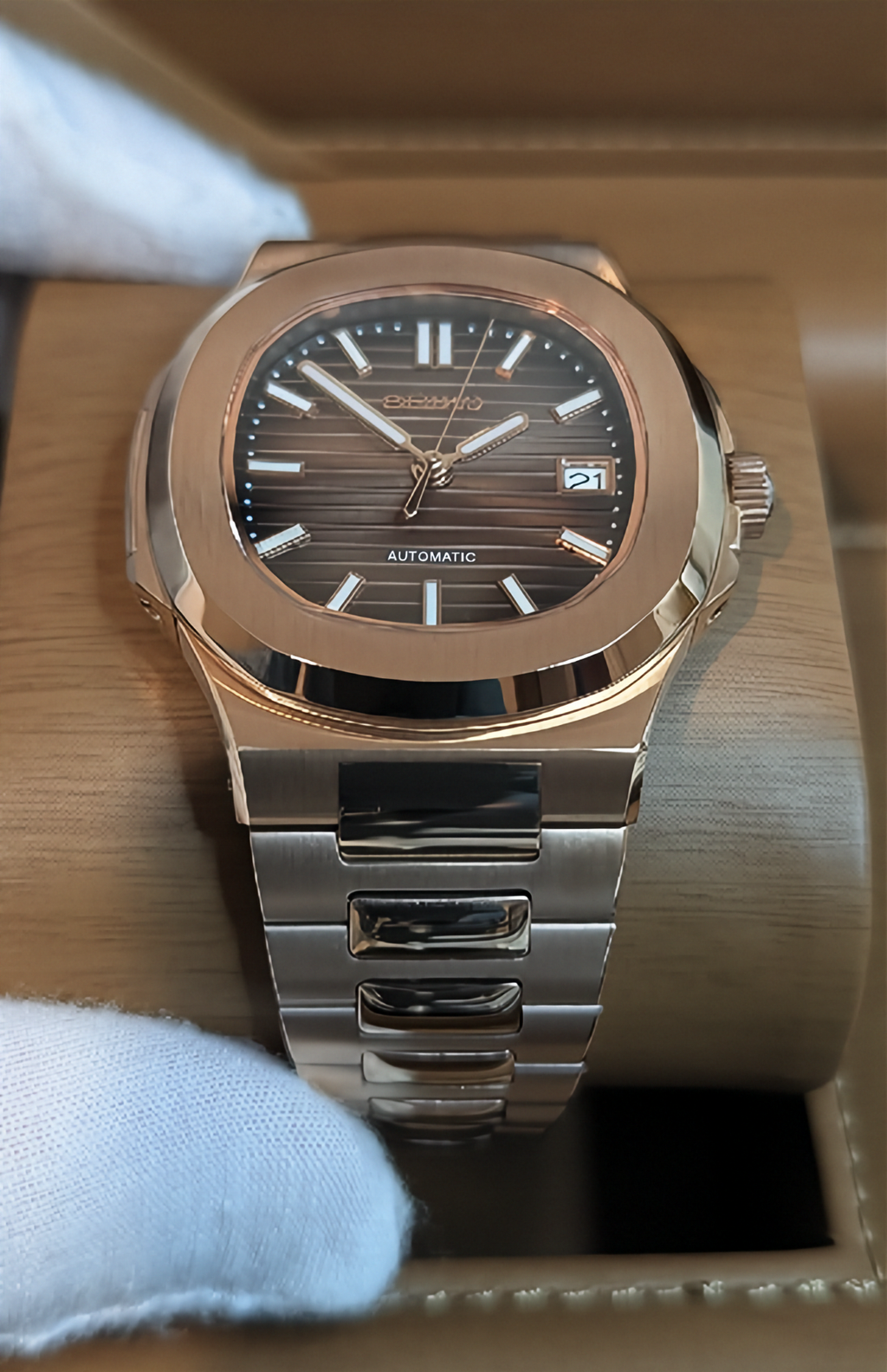 Reloj Automático PANTER NAUTILUS Dorado Rosa con Fecha