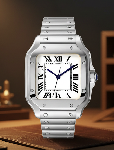Reloj Automático PANTER SANTOS  Blanco y gris plateado