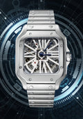 Montre Automatique PANTER Dumont Squelette Blanche et Grise