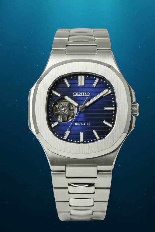 Reloj Automático PANTER NAUTILUS Open Heart Azul