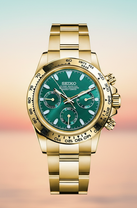 Reloj Meca-Cuarzo PANTER DAYTONA Dorado y verde