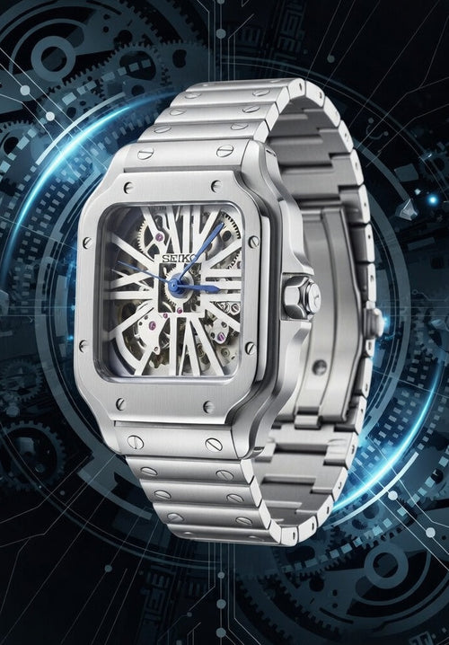 PANTER Dumont Automatic Skeleton Watch White and Gray