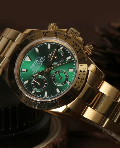 Reloj Meca-Cuarzo PANTER DAYTONA Dorado y verde