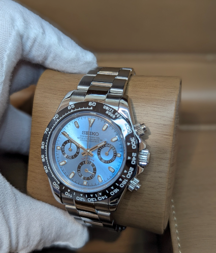 Reloj Meca-Cuarzo PANTER DAYTONA Azul claro y Negro