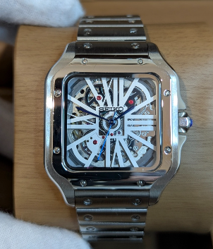 Montre Automatique PANTER Dumont Squelette Blanche et Grise