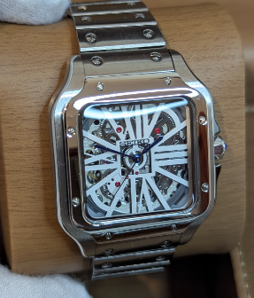Montre Automatique PANTER Dumont Squelette Blanche et Grise