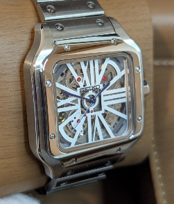 Montre Automatique PANTER Dumont Squelette Blanche et Grise