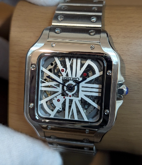 Montre Automatique PANTER Dumont Squelette Blanche et Grise