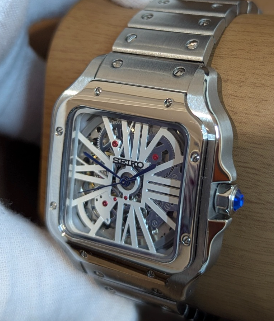 Montre Automatique PANTER Dumont Squelette Blanche et Grise