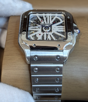 Montre Automatique PANTER Dumont Squelette Blanche et Grise
