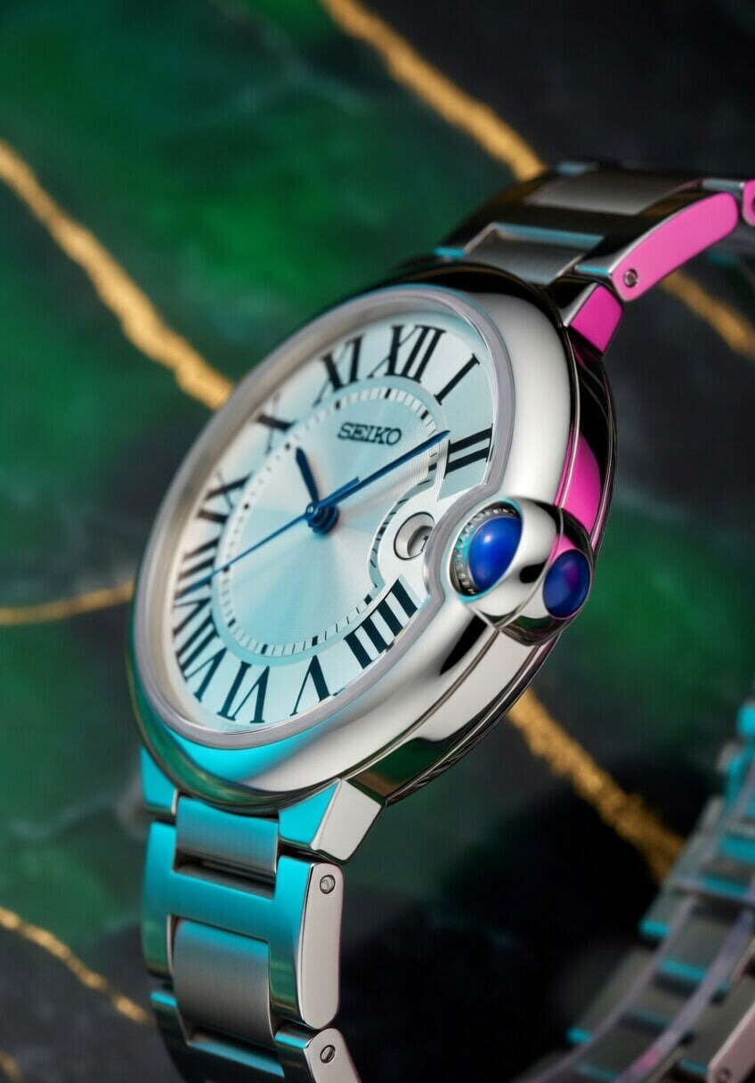 Seiko Mod BALLON Blanco negro y Azul