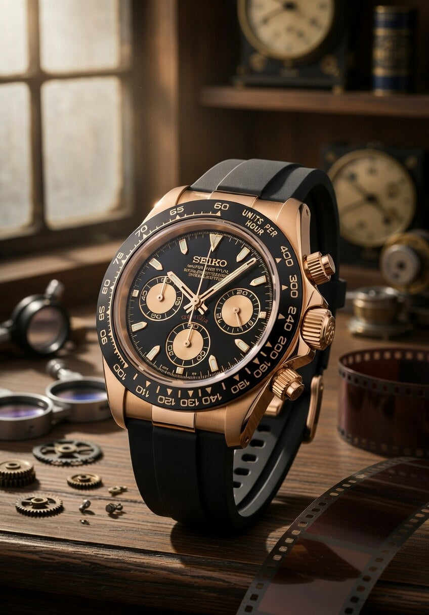 Reloj Meca-Cuarzo PANTER DAYTONA Dorado y Negro