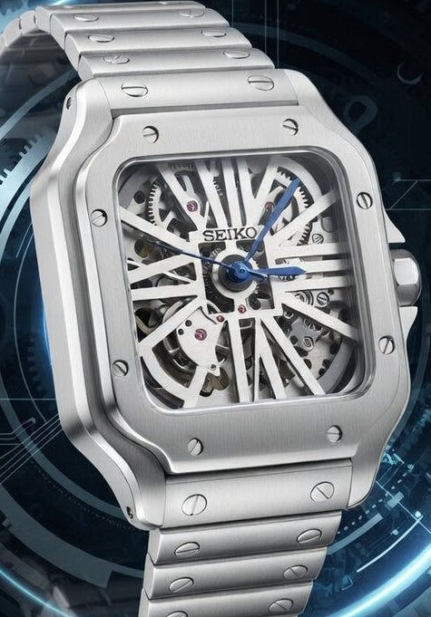 Reloj Automático PANTER Dumont Skeleton Blanco y Gris