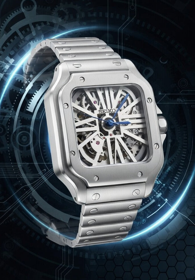 Reloj Automático PANTER Dumont Skeleton Blanco y Gris