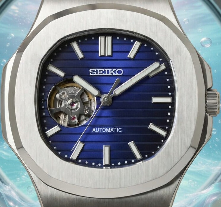 Reloj Automático PANTER NAUTILUS Open Heart Azul